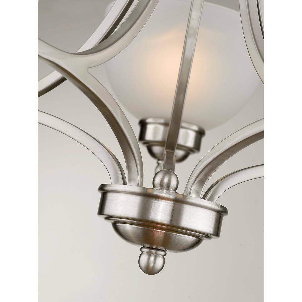 25" Brushed Nickel and Satin Glass 5-Light Chandelier