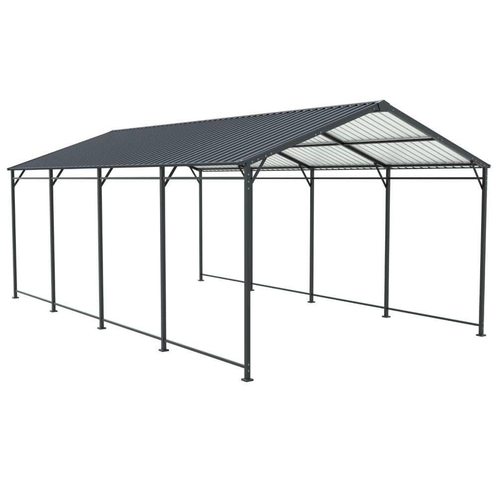21 ft. W x 12 ft. D x 9 ft. H Black Roof Steel Carport, Heavy Duty Garage for Cars, Trucks, Boats & Tractors price history on PriceWatchPro