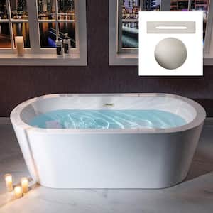 Vienna 67 in. Acrylic FlatBottom Double Ended Bathtub with Brushed Nickel Overflow and Drain Included in White