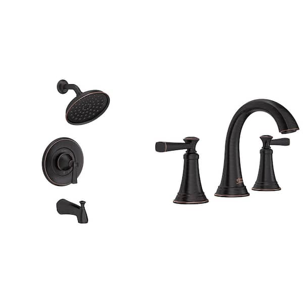 American Standard Rumson 8 in. Widespread Bathroom Faucet and Single-Handle 3-Spray Tub and Shower Faucet Set in Legacy Bronze