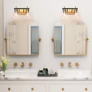 Modern Black and Gold Vanity Light, 13 in. 2-Light Bathroom Bell Wall Sconce Light