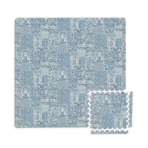Mercado Blue 34.2 in. x 34.2 in. Matte Foam Interlocking Floor Tile (9 Tiles/Case)