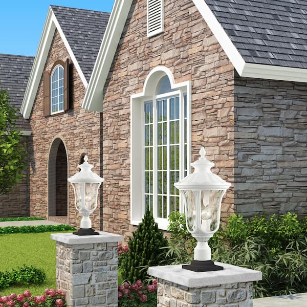 Oxford 3 Light Textured White Outdoor Post Top Lantern