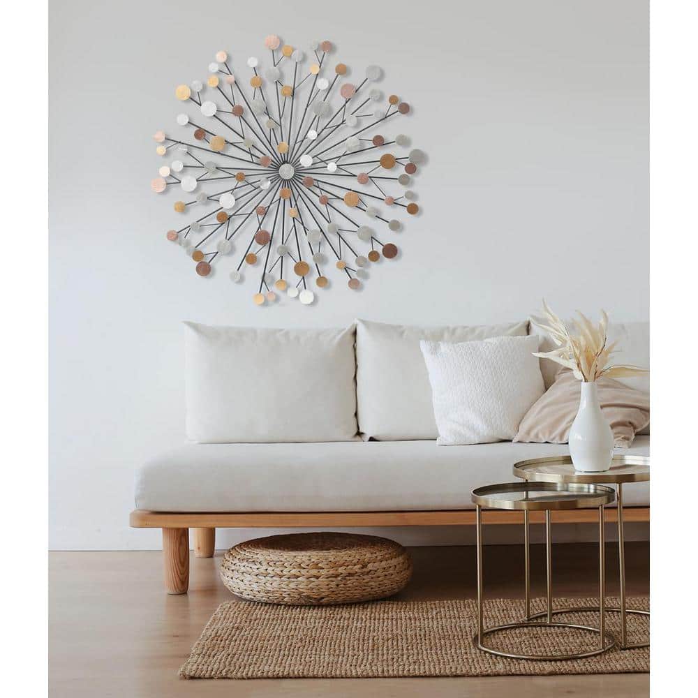 Mid-Century Modern Multicolor Iron Starburst Wall Sculpture