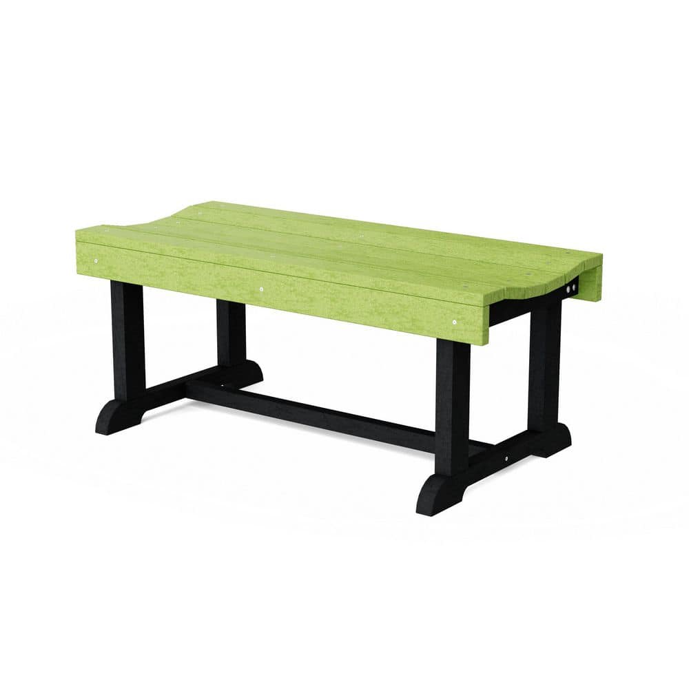 Heritage 42 in. Lime Green and Black HDPE Plastic Outdoor Patio Backless Bench