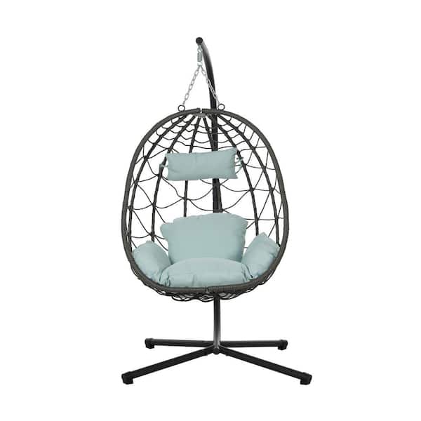 Boosicavelly 1-Person Steel Patio Swing with Green Cushions