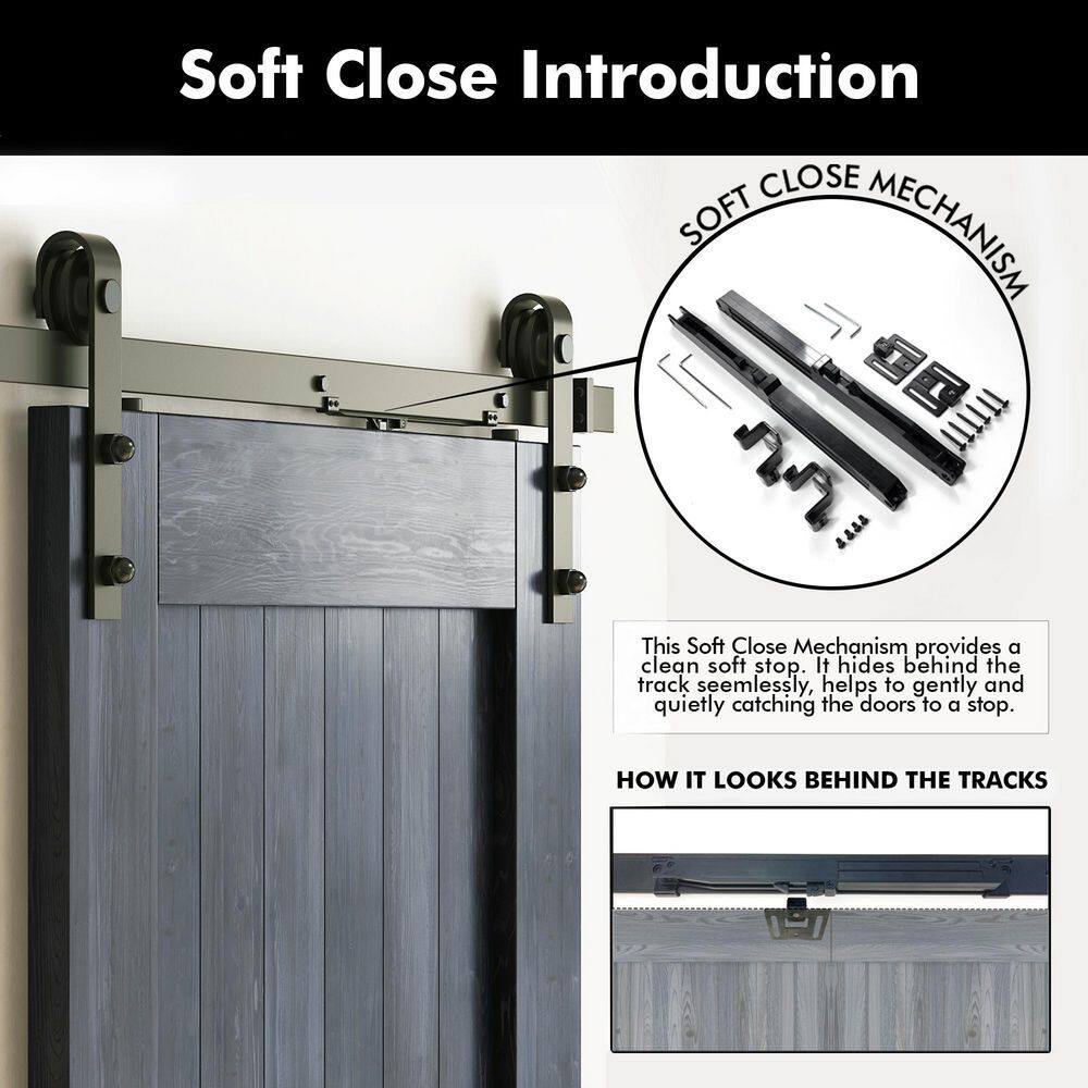 Navy Solid Pine Wood Sliding Barn Door with Black Hardware