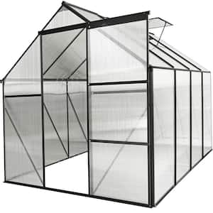 6 ft. x 6 ft. Polycarbonate Greenhouse, Aluminum, Heavy Duty Walk-In, Raised Base and Anchor for All Seasons, Black