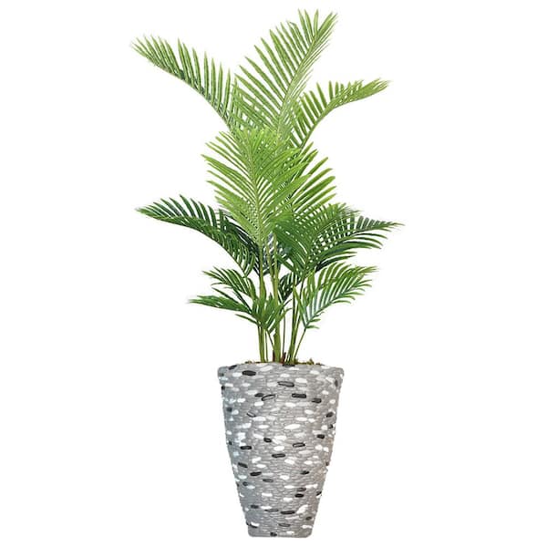 VINTAGE HOME 5.75 ft. Tall Artificial Faux Real Touch Palm Tree with Fiberstone Planter