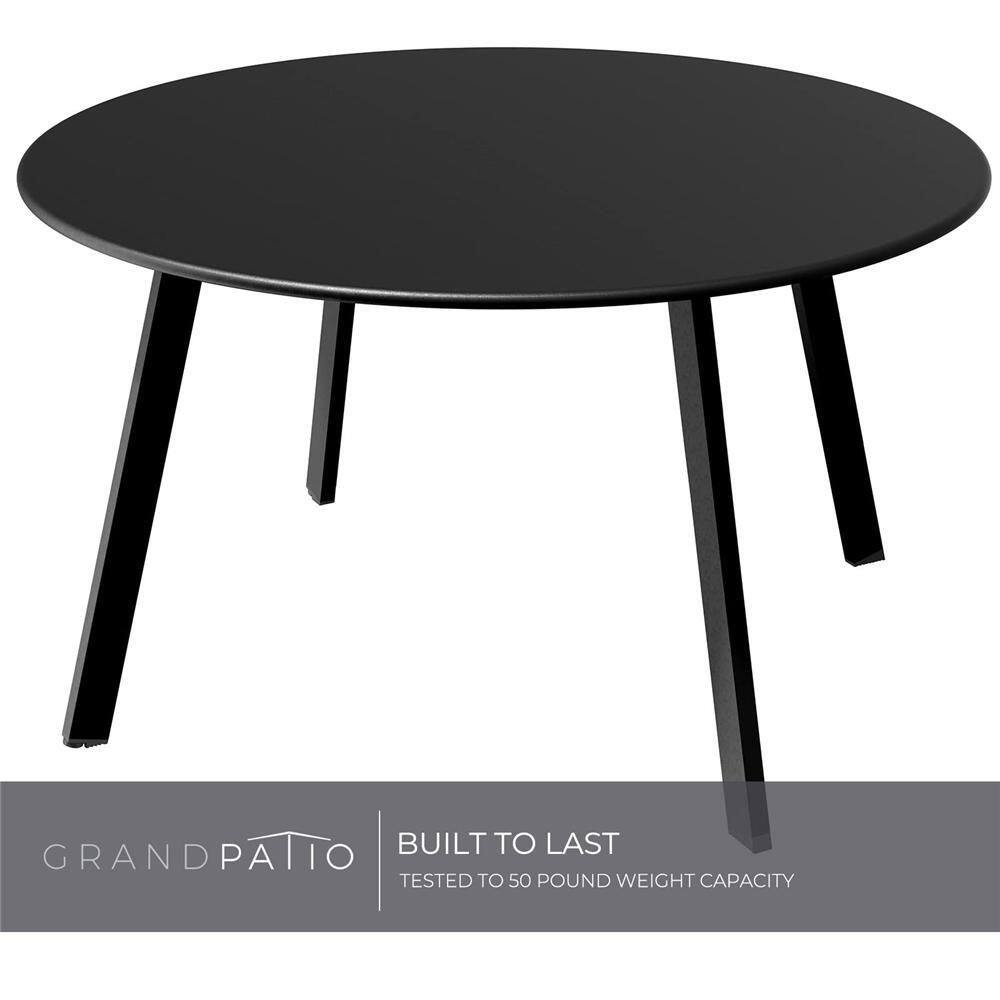 Black Round Steel Outdoor Coffee Table, Weather Resistant