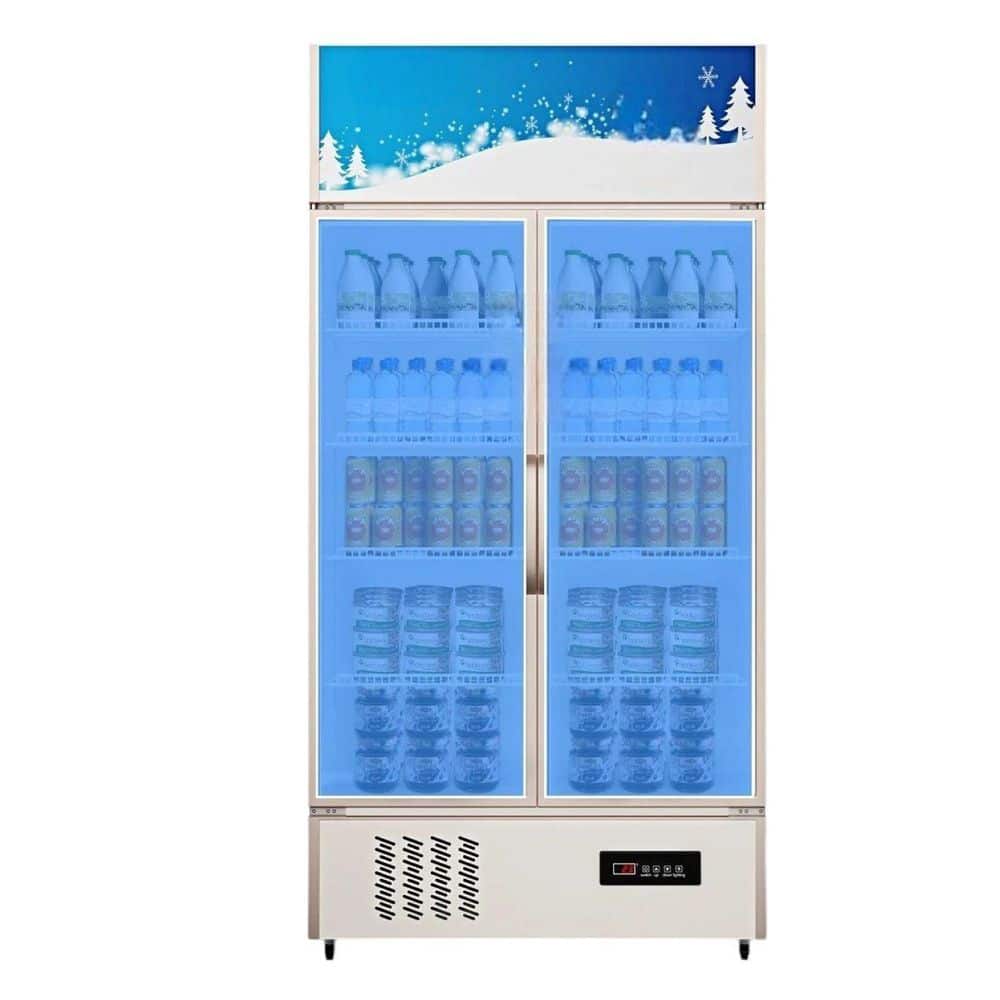 69.5 in. W 23 cu. ft. Commercial Refrigerator-Display Fridge Upright Beverage Cooler with LED Light White