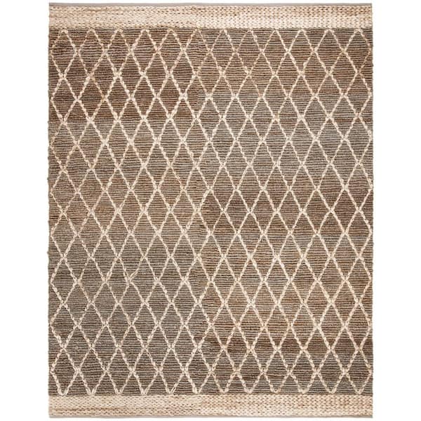 SAFAVIEH Natural Fiber Beige/Gray 8 ft. x 10 ft. Border Multi-Diamond Area Rug