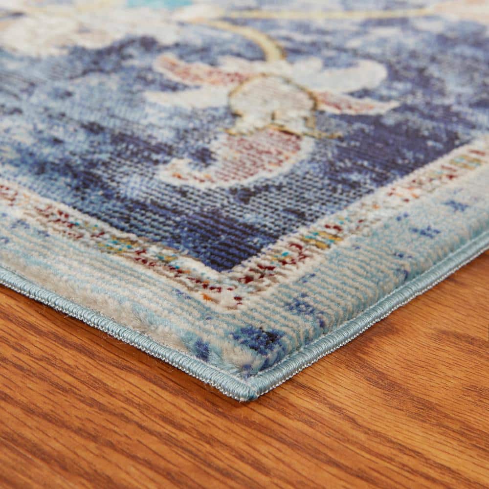 Handmade Tufted Floral Blue Synthetic 5' x 8' Area Rug