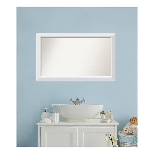 Amanti Art Blanco White 40.25 in. x 24.25 in. Custom Non-Beveled Wood Framed Bathroom Vanity Wall Mirror