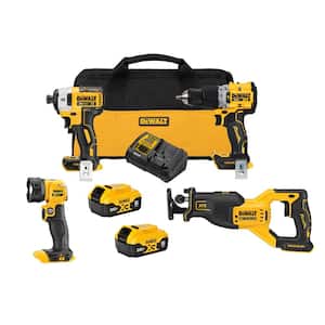 20V Lithium-Ion Cordless Brushless 4 Tool Combo Kit with (2) 5.0Ah Batteries and Charger