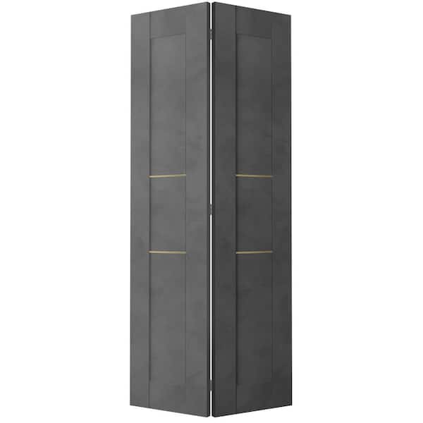 Belldinni Vona 07 2H Gold 36 in. x 79.375 in. Solid Composite Core Wood Dark Urban Finished Bifold Door with Hardware