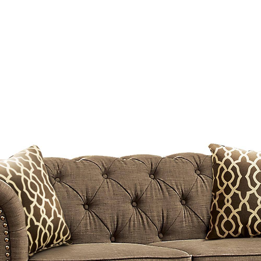Aurelia 67" Gray Linen Tufted Loveseat with Rolled Arms
