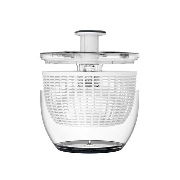 6.3 qt. Salad Spinner with 1-Handed Operation, Transparent Design, and High-Speed Drying for Fresh Vegetables in White