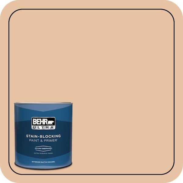 BEHR ULTRA 1 qt. #260E-3 Pueblo Sand Extra Durable Satin Enamel Interior Paint & Primer