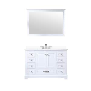 Dukes 48 in. W x 22 in. D White Single Bath Vanity, Cultured Marble Top, Faucet Set, and 46 in. Mirror