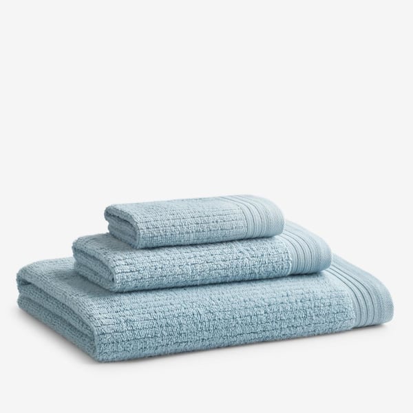 Soho Living Bath Towels 2 Bath Towels Aqua Green, White and Gray NEW