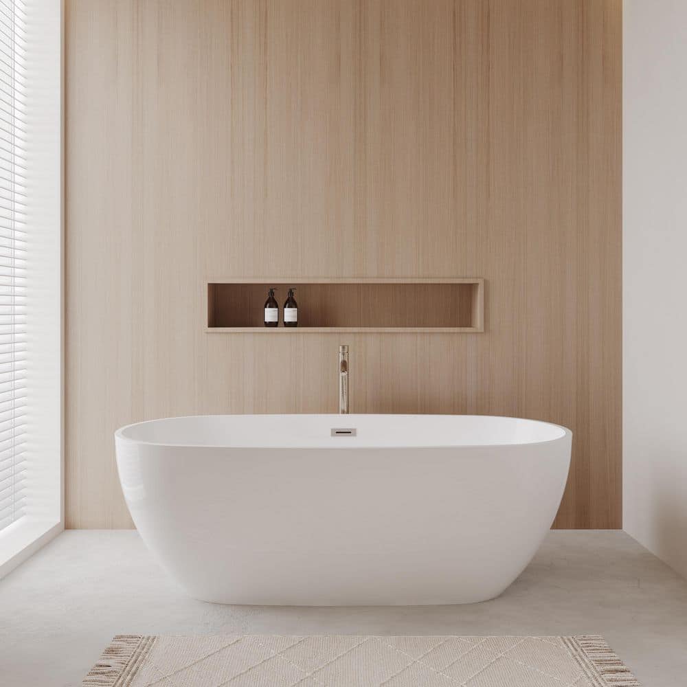 Juno 5.9 ft. Acrylic Flatbottom Non-Whirlpool Bathtub in White with Brushed Nickel Trim and Faucet price history on PriceWatchPro