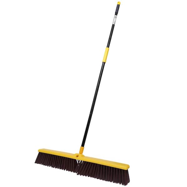 BISON LIFE 24 in. Push Broom with 61 in. Long Extendable Metal Handle For Hard Floor Cleaning