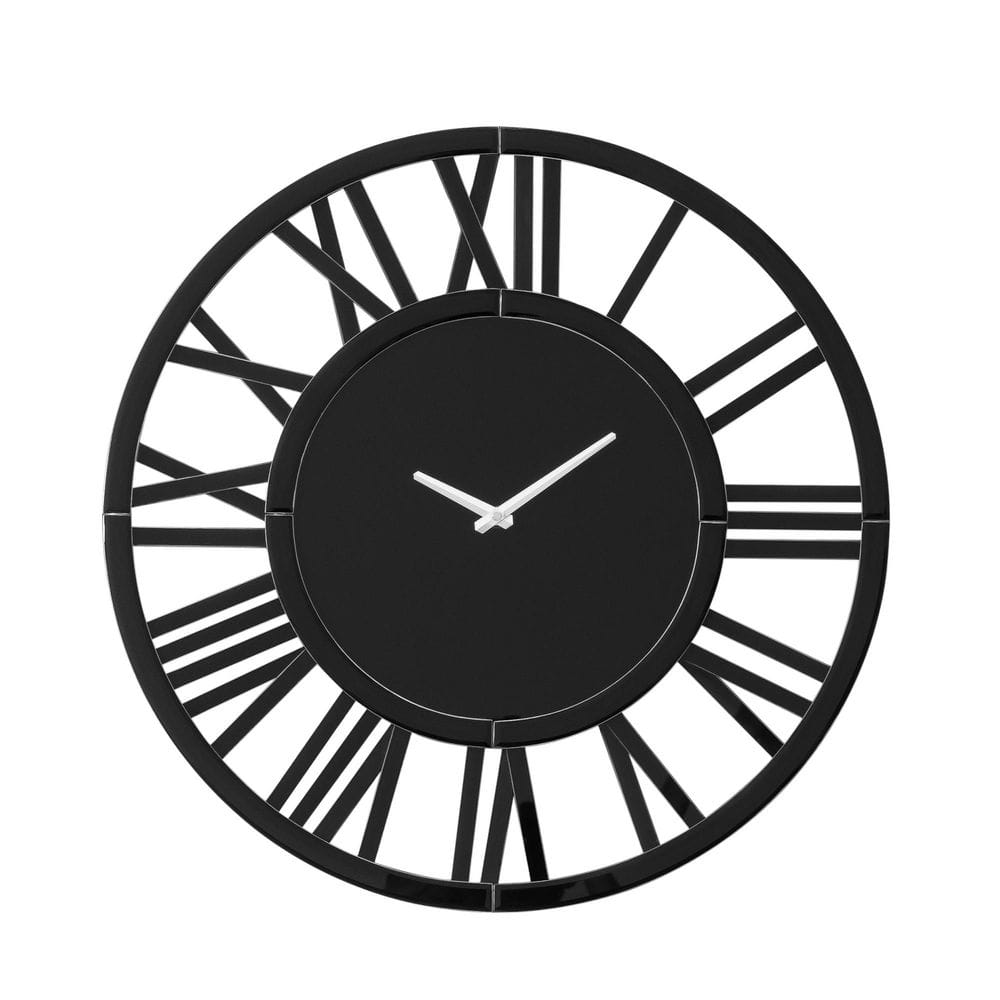 THKSHOUZ Black Roman Numeral Glass Diamond Mirror Wall Clock SF-MC119BK ...