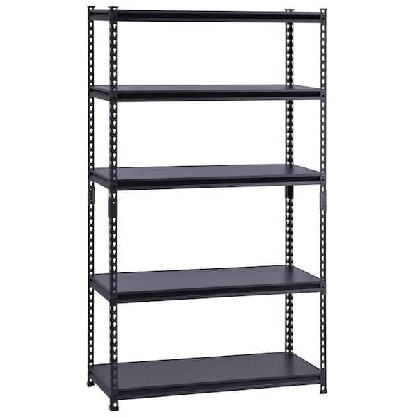 5-Tier Steel Garage Storage Shelving Unit in Black (42 in. W x 72 in. H x 18 in. D)