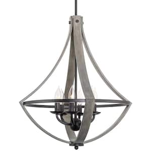 Laguna 60-Watt 6-Light Black Modern Chandelier, No Bulb Included