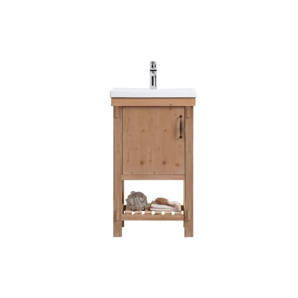 Ari Kitchen and Bath Marina 20 in. W x 15.5 in D Bath Vanity in Driftwood with Ceramic Vanity Top in White with White Basin