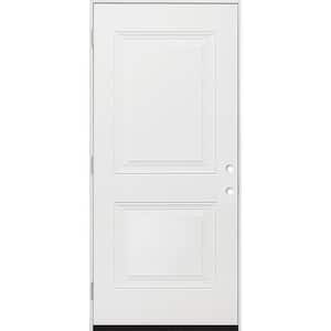32 in. x 80 in. Element Series 2-Panel Square Wht Primed Right-Hand Outswing Steel Prehung Front Door w 4-9/16 in. Frame