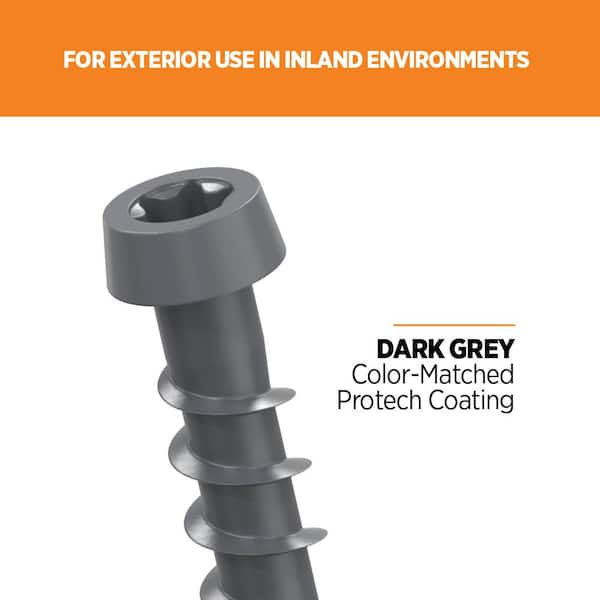 #10 2-1/2 in. Dark Gray Star Drive Trim-Head Composite Deck Screw (100-Count)