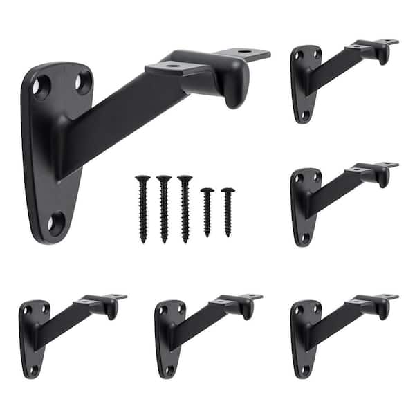 3.25 in. x 2.97 in. x 2.16 in. Heavy Duty Hand Rail Bracket for Stairways Handrail, Black (6-Pack)