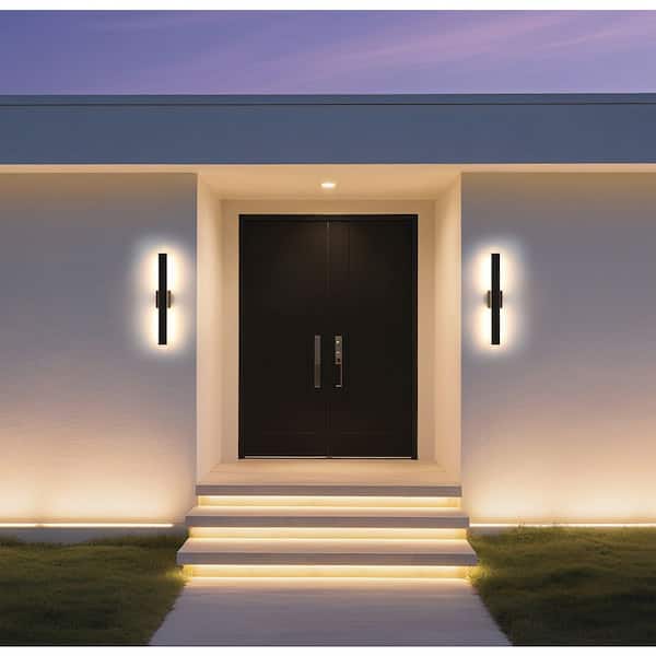 Jacks 36 in. Textured Black 5CCT LED Exterior Wall Sconce