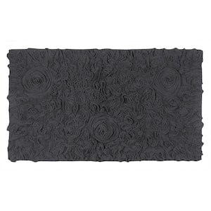 Bell Flower Collection 100% Cotton Tufted Bath Rugs, 24 in. x40 in. Rectangle, Gray