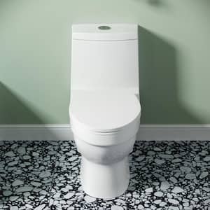 Virage 1-piece 1.1/1.6 GPF Touchless Retrofit Dual Flush Elongated Toilet in Glossy White, Seat Included