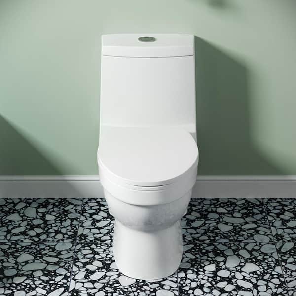 Swiss Madison Virage 1-piece 1.1/1.6 GPF Touchless Retrofit Dual Flush  Elongated Toilet in Glossy White, Seat Included SM-1TK118 - The Home Depot