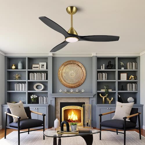 52 in. Black and Gold Smart indoor Ceiling Fan with Remote Control and Light Kit Ceiling Fans With Lights