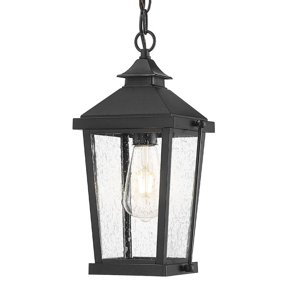 14 in. 1-light Black Outdoor Pendant Light with Seeded Glass and No Bulbs Included price history on PriceWatchPro