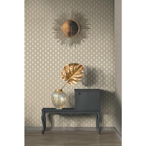 Absolutely Chic Metallic Silver/Cream Art Deco Geometric Vinyl Non-Woven Non-Pasted Metal Wallpaper Covers 57.75 sq. ft.