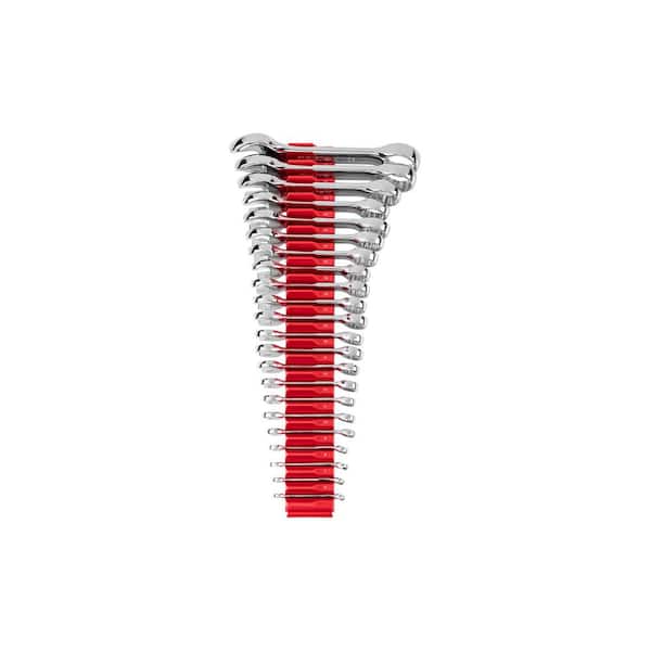 6 - 32 mm (Common Sizes) Stubby Combination Wrench Set with Modular Organizers (22-Piece)