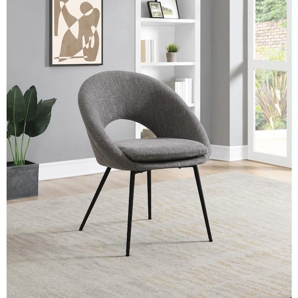 Office Star Products Millie Accent Dining Side Chair in Charcoal Fabric and Black Legs