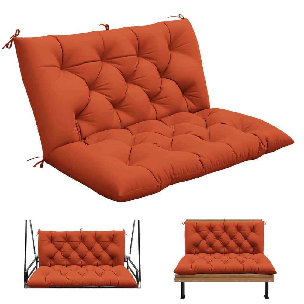 40 in. x 40 in. Patio Contoured Replacement Bench Cushion Outdoor Porch Swing Cushion Orange
