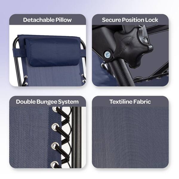 Lavish Home Navy Blue Folding Zero Gravity Steel Outdoor Lounge Chairs 2 Pack HW0200338 The Home Depot