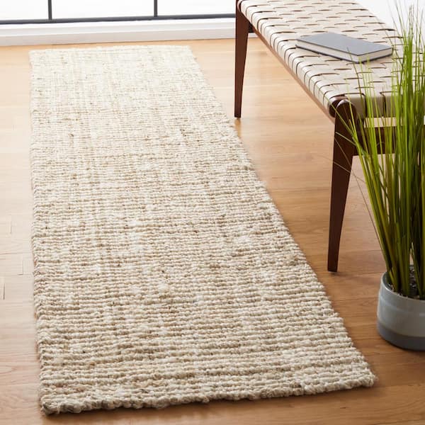 Natural Fiber Bleach/Ivory 2 ft. x 9 ft. Woven Border Runner Rug