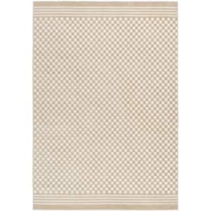 Casual Beige 7 ft. x 9 ft. Checker Contemporary Area Rug