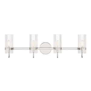 Brook 22 in. 3-Light Polished Nickel Vanity Light with Clear Glass Shade