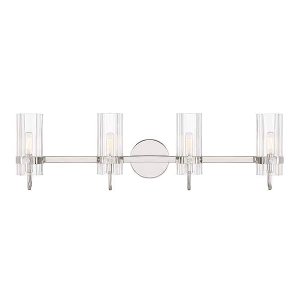 Eurofase Brook 22 in. 3-Light Polished Nickel Vanity Light with Clear Glass Shade