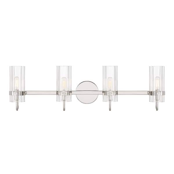 Eurofase Brook 22 in. 3-Light Polished Nickel Vanity Light with Clear Glass Shade